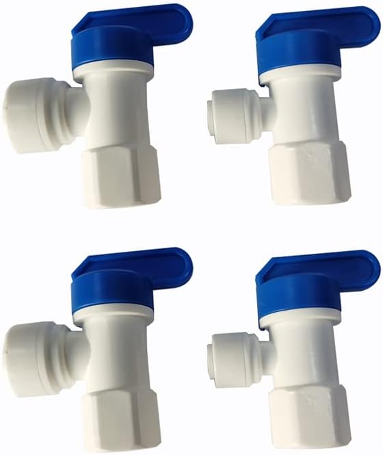 Malida Tank Ball Valve 1/4" FPT by 1/4",3/8" OD Tubing quick connector for RO Water Reverse Osmosis Filter system set of 4