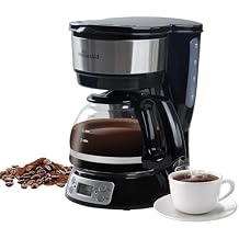 5-Cup Programmable Drip Coffee Maker with Digital Timer, Glass Carafe,24-Hour Auto Brew,2-Hour Auto Shut-Off, Pause & Pour, Removable Filter Basket,Compact Coffee Machine for Home & Office