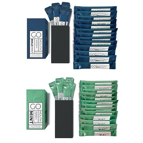 Bold Mint GO Travel Size Mouthwash Packets Individual Mini Mouthwash for Fresh Breath - Smart Single Packet Design to Reduce Travel Bottle Waste.