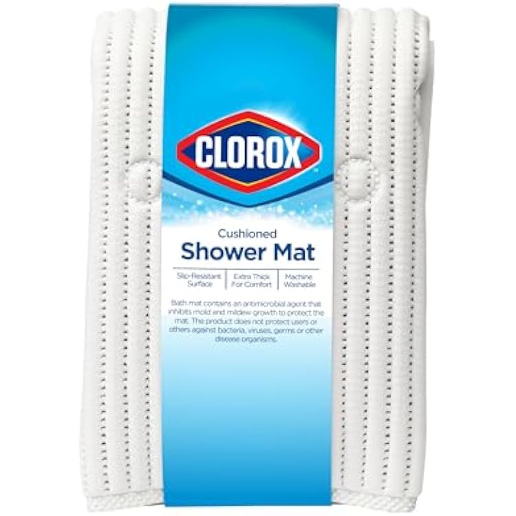 Duck Brand Clorox Cushioned Shower Mat, Non Slip Bathtub Mat with Suction Cups, 21 Inches x 21 Inches, White