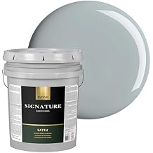 EVOLVE Signature Collection Luxury Interior Paint & Primer, Satin Sheen (Ash Gray), 5 Gallon Premium One-Coat Coverage, Low VOC, Low Odor, Washable Finish for Walls, Ceilings & Trim
