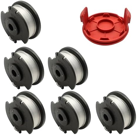 HT21-401-003-03 String Trimmer Spool Fit for Hyper Tough, 0.06" 17FT String Trimmer Replacement Spool Line, 20V MAX Cordless String Trimmer Spool Replacement HT22-401-03-05 (6 Spools+1 Cap)