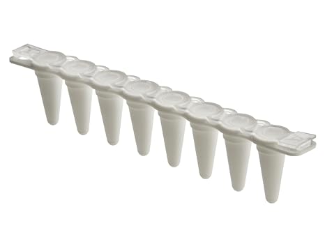 Act Gene 210108R-13PK RT PCR Tube, 0.1mL, 8-Strip, Flat Cap, White, Sterile (Pack of 125)