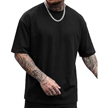 Vamtac Midweight Cotton T Shirts for Men Loose fit Short Sleeve Shirts Crewneck Streetwear Blank Tee