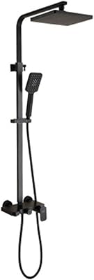 3 Function Square Stainless Steel Adjustable Hot and Cold Dual Control Black Luxury Flat Particle Outlet Hole Shower,Black Shower Set