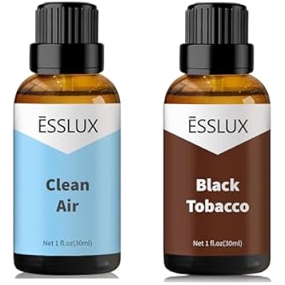 Clean Air, Black Tobacco Fragrance Oil - ESSLUX Essential Oils for Diffuser, Candle Soap Making Clean Fresh Scents, Aromatherapy Scented Massage, Perfume for Humidifier Home Fragrance