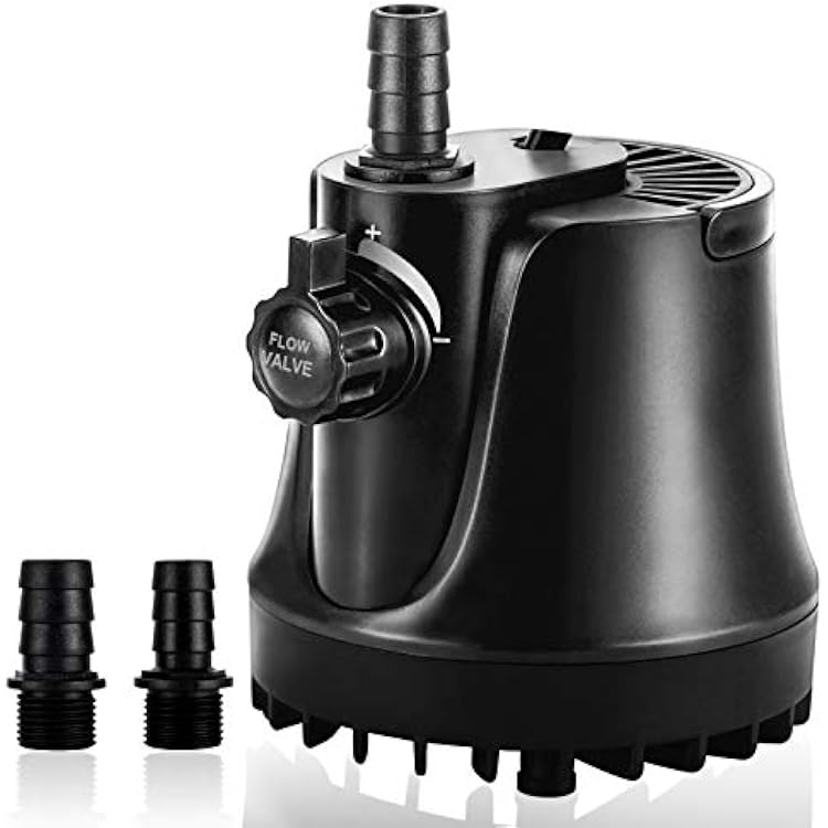 AQQA Submersible Aquarium Water Pump,265GPH 1000L Fish Tank Pump Ultra-quiet Fountain Pump,Adjustable Flow Rate With High Lift,2 Nozzles 6ft Power Cord For Aquarium,Fish Tank, Pond, Hydroponics 15W