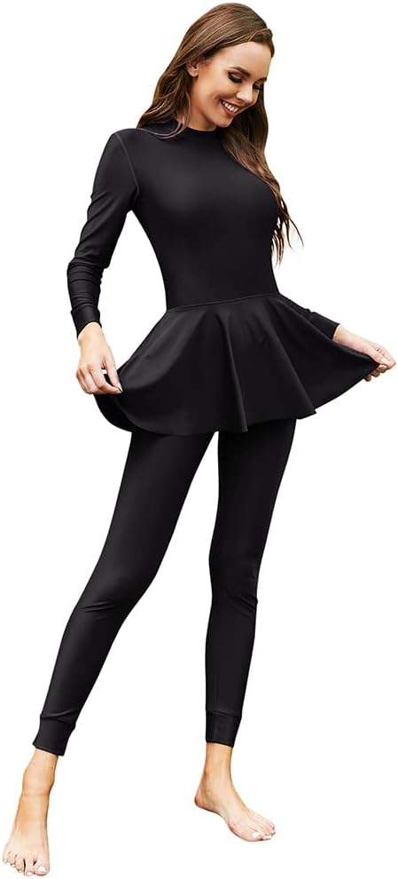 Muslim Swimsuits for Women One-Piece Modest Swimwear Long Sleeve Swimming Costume Full Cover Islamic Bathing Suit Burkini Set