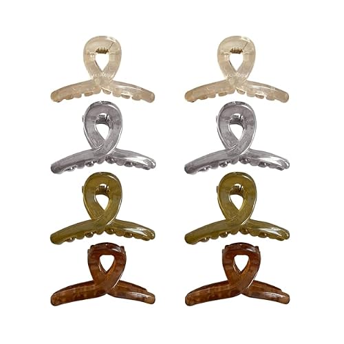 Extra Small Hair Claw Clips Non-Slip Mini Claw Hair for Women and Girls, Strong Hold Banana Jaw Clips for women 8 pcs