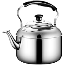 Whistling Tea Kettle Stainless Steel Stovetop Water Boiling Kettle with Ergonomic Handle 10.23 Inch Compatible with Induction and Gas Cookers for Kitchen and Home
