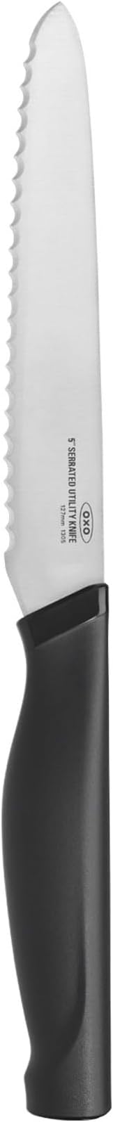 OXO Good Grips 5-in Serrated Utility Knife,Silver/Black