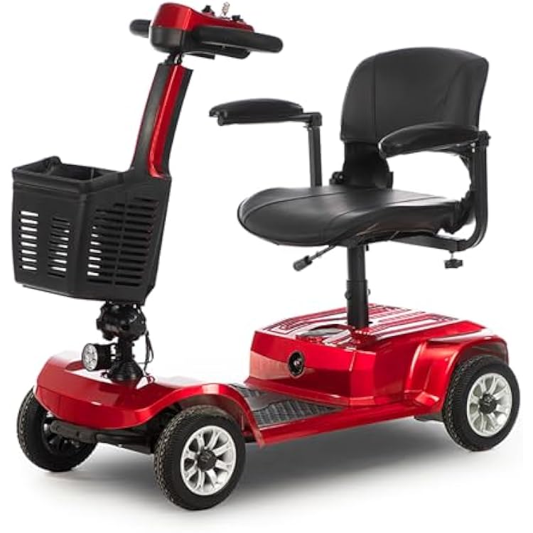 Portable Electric Mobility Scooter,Electric Power Mobile Wheelchair for Seniors Adult with Lights,4 Wheel Collapsible and Compact Duty Travel Scooter,with Charger and Basket Included