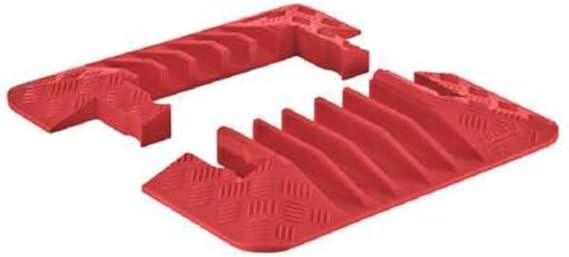 Checkers End Cap 5 Channel Medium Profile Drive Over Cable Protector, Interlocking Design for Heavy Duty Loads up to 21,000 Pounds, Polyurethane Construction, Orange, GDEC5X125-O
