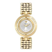 Versace Eon Jewel Collection Luxury Womens Watch Timepieces with a Gold Bracelet and Case Featuring a Silver Dial