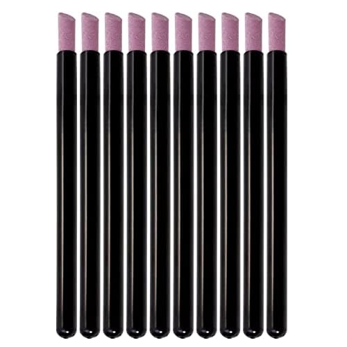 ONLYKXY 10pcs Pumice Stone Nail Cuticle Pushers Black Plastic Handle Trimmer Cleaning Cuticle Remover Stick Nail File Art Manicure Pedicure Tools for Nails Cuticles Fingernail Care13.5cm5.31inch