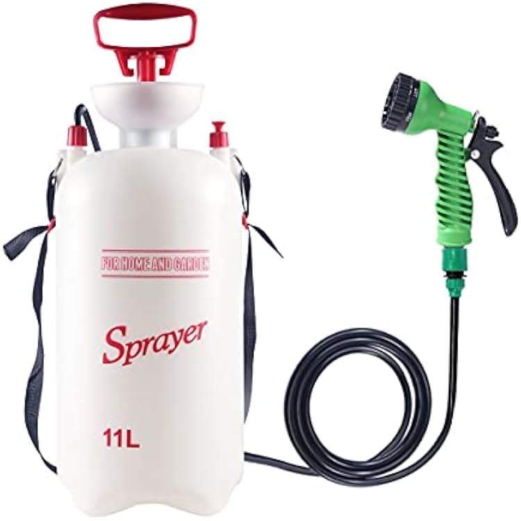 CLICIC Pressure Sprayer with 7 Spray Modes, Camping Shower with Removable Hose and Shower Head for Camping Outdoor Traveling Hiking and Pet Bath 2.9 Gallon
