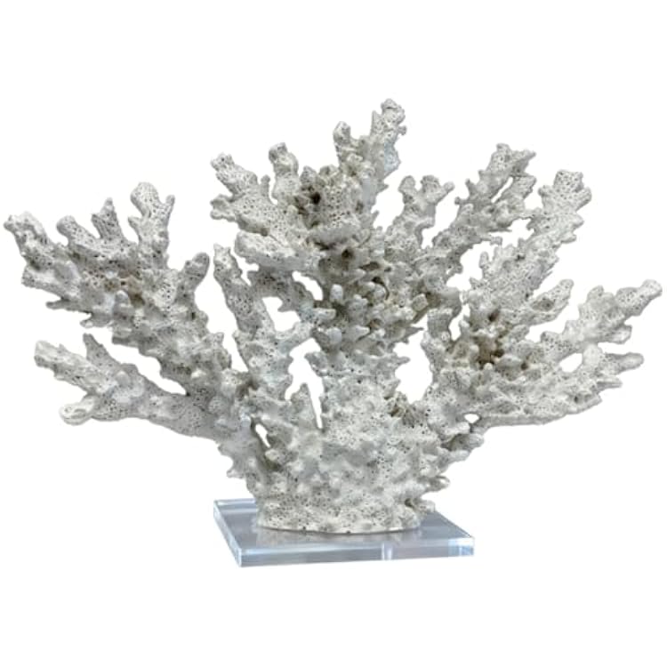 coralWhite Resin Ornament Mediterranean Style Coral Decorative Resin Statue Coral DecorLength 12.6 inches