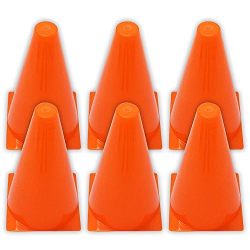 6-Pack | 7 17.8 cm Slalom Cones | Robust PVC | Weighted Base | Multi-Use Sports & Event Boundary Markers