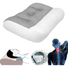 Super Ergonomic Pillow - Protect Your Neck and Spine, Neck Pillow, Ergonomic Neck Pillow for Side Sleeping,Memory Foam NeckPillow,Machine Washable (White, 29IN)