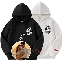 Personalized Valentine's Day Gifts for Him and Her Custom Embroidered Hoodie & Sweatshirt for Girlfriend, Boyfriend, Anniversary Couple Gifts