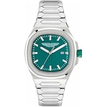 Aston Martin GPQ Collection Luxury Mens Watch Timepieces with a Silver Bracelet Featuring a Stainless Steel Case and a Green Dial