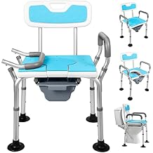 Arkantos 4-in-1 Shower Chair Medical Bedside Commode for Seniors, Portable Potty with Back and Arms, Raised Toilet Seat with Handles, Adjustable Safety Frame