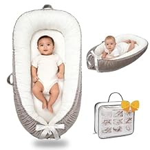 Infant Support Cushion-Breathable and Soft Organic 100% Cotton, Portable Tummy Time Mat with Removable Support Cushionr Cover, Floor Baby Support Cushion for Newborn - Grey White