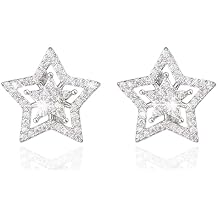 Star Earrings - Silver Star Earrings Hypoallergenic Cubic Zirconia Stud Earrings for Men Women Mens Earrings Stud Bling jewelry Gifts