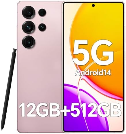 T25 Ultra Unlocked Phones, Built-in Pen,6.9 Full HDOLED Screen,12512GB, Snapdragon 888,5000mAh Battery, 48108MP Camera, Android 14 Cell Phone, 5G Unlocked Smartphone,Dual-SIM5GGPS Pink