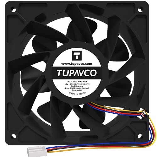 Computer Cooling Fan 4pin 6500RPM 200CFM 120mm4in 12V High Performance - Extra Strong - Tupavco TP1509