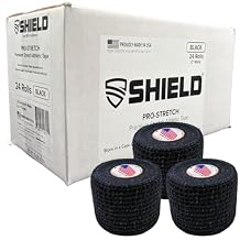 Shield PRO-Stretch Premium Elastic Athletic Tape - 2 Inch 24 Roll Case - Elastic Sports Tape for Training Support Tape for Teams Clinics and Athletic Trainers (540 Total Stretch feet) (Black)