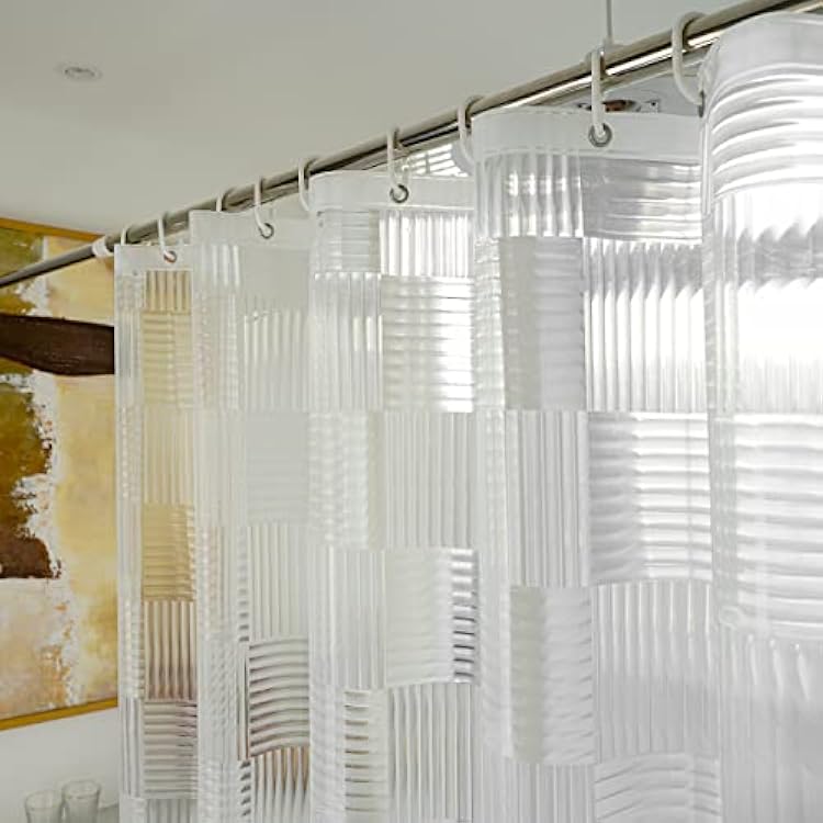 EurCross Stall Clear Shower Curtain Liner 60inch Wide by 72inch Long with Geometric Design,Softer Waterproof EVA Small Size Liner for Shower Stall with 3 Magnets