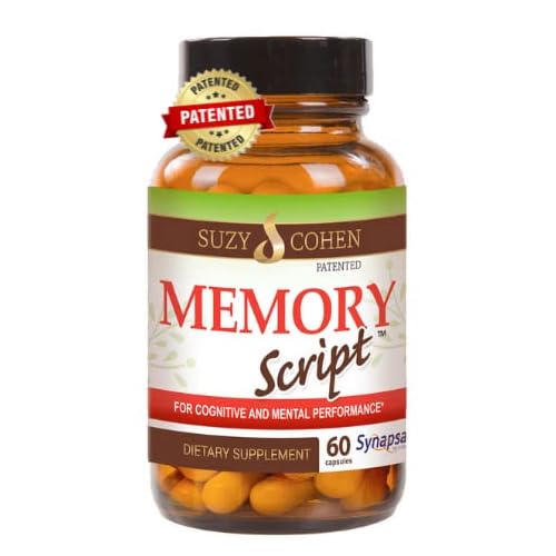 Suzy Cohen Memory Script with Lions Mane, Phosphatidylserine, Green Tea Extract and Ginkgo - Brain Support Supplement for Focus - Nootropic Capsules for Cognition, Faster Recall and Mood