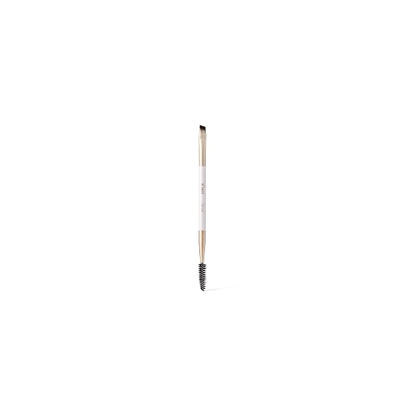 JOAH Dual-Ended Brow Brush, Angled & Spoolie Brush, High Quality 100 Percent Synthetic Bristles, White Handle