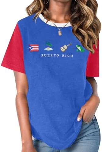 Puerto Rico Embroidery Shirt Women Puerto Rico Flag Graphic Tees Boricua Shirts Puerto Rican Pride Short Sleeve Tops