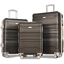 GOWE Luggage Sets New Model Expandable ABS Hardshell 3pcs Clearance Luggage Hardside Lightweight Suitcase Sets Spinner Wheels Suitcase with TSA Lock 20''24''28''(Brown)