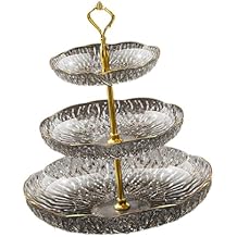 Fruit Plate Serving Platters Snack Display Tray Modern Dessert Tray Dessert Cake Stand for Birthday Home Wedding Fruits Snack, Gray, 3 Tier