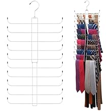 ZEDODIER Tie Rack Belt Hanger for Closet, 2 in 1 Tie Hanger Belt Organizer with Max 40 Capacity, Heavy Duty Space Saving Closet Organizers and Storage, Silver