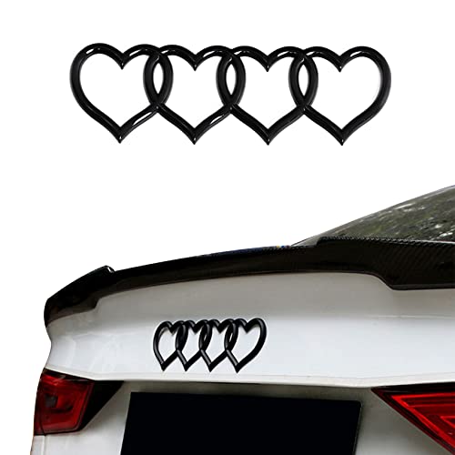 3D Badge Decal Sticker, Love Heart Logo Rear Trunk Emblem, Car Replacement 3D Sticker, Car Exterior Emblems Badge 3D Sticker Decal Universal for Most Vehicles Bright Black