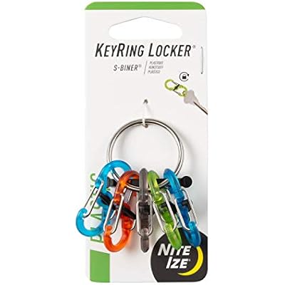 Nite IZE Key Ring Locker, Stainless Steel Keychain Ring with 5 Colorful Locking Plastic S-Biners