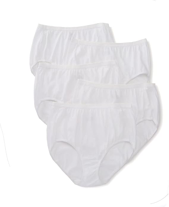 JUST MY SIZE Women's 5 Pack Cotton Brief Panty (Assortments May Vary)