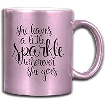 Style In Print She Leaves Little Sparkle Wherever She Goes #1 Coffee Tea Ceramic Metallic Mug Pink