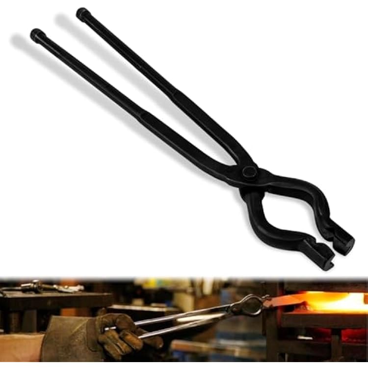 17 V-Bit Bolt Knife Making Tongs, Blacksmith Bladesmith Anvil Forge Assembled Wolf Jaw Tongs for Beginner & Seasoned Blacksmiths