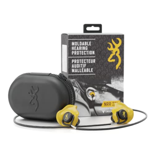 Browning Hearing Protection for Shooting by Decibullz Custom-Molded Earplugs, 31-Decibel Noise Reduction Rating NRR, Includes Lanyard and Travel Case
