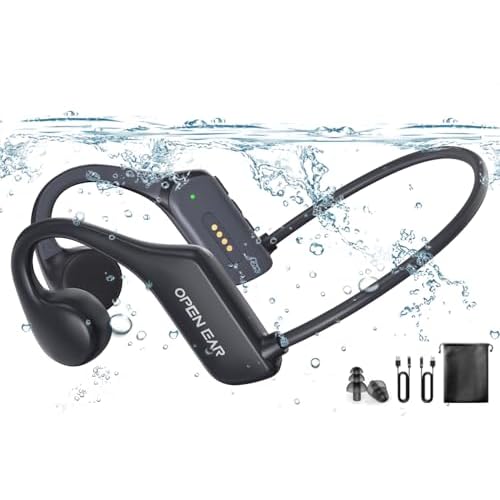 Bone Conduction Headphones, IP68 Waterproof Swimming Headphones, Bluetooth 5.3 Open Ear Headphones, Built-in MP3 32G MP3 Player, Wireless Underwater Earphones for Swimming, Running, Cycling, Diving
