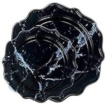 Tiger Chef 96 Pack Round Scalloped Rim Disposable Plastic Plate Set for 48 Guests Includes 48 10-Inch Dinner Plates, 48 8-Inch Salad Plates - BPA-Free