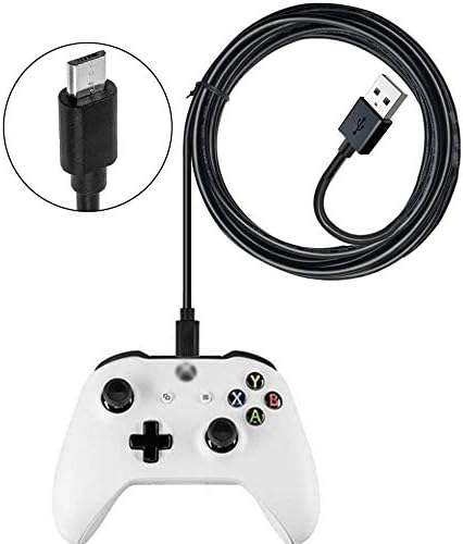 Akingdleo Replacement Xbox Charging Cable, Play Charge Cord Compatible for Xbox One S/X/X Elite//DualShock 4 Controllers, Black 5FT