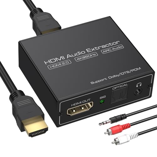 HDMI ARC Audio Extractor 4K60Hz,HDMI to OpticalSPDIF 3.5mm AUX Audio Adapter Converter Splitter Support LPCM 5.1DTS for LaptopTV BoxDVDPS5