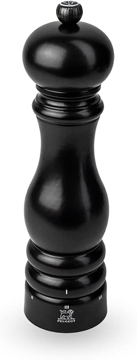 PEUGEOT - Paris u'Select Zirlion Salt Mill, Satin Black, 9 in - Adjustable Grind - Made in France - Sustainably Sourced Wood