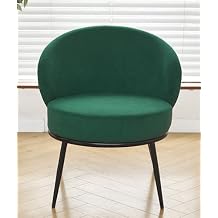 Container Furniture Direct Modern Velvet Accent Chair with Channel Back Design, Black Metal Legs, and Soft Upholstery, Comfortable Seating for Living Room, Bedroom, or Office, Green